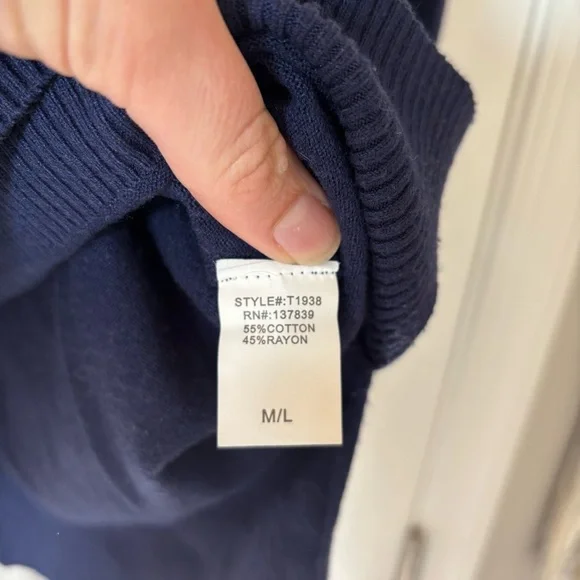 Ivy & Leo Dreamer Sweater Navy Blue Oversized V-Neck Tunic Sweater M/L #T1938 - Picture 6 of 6